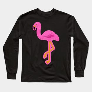 Pink Flamingo Felt Look with Stitching | Cherie's Art(c)2020 Long Sleeve T-Shirt